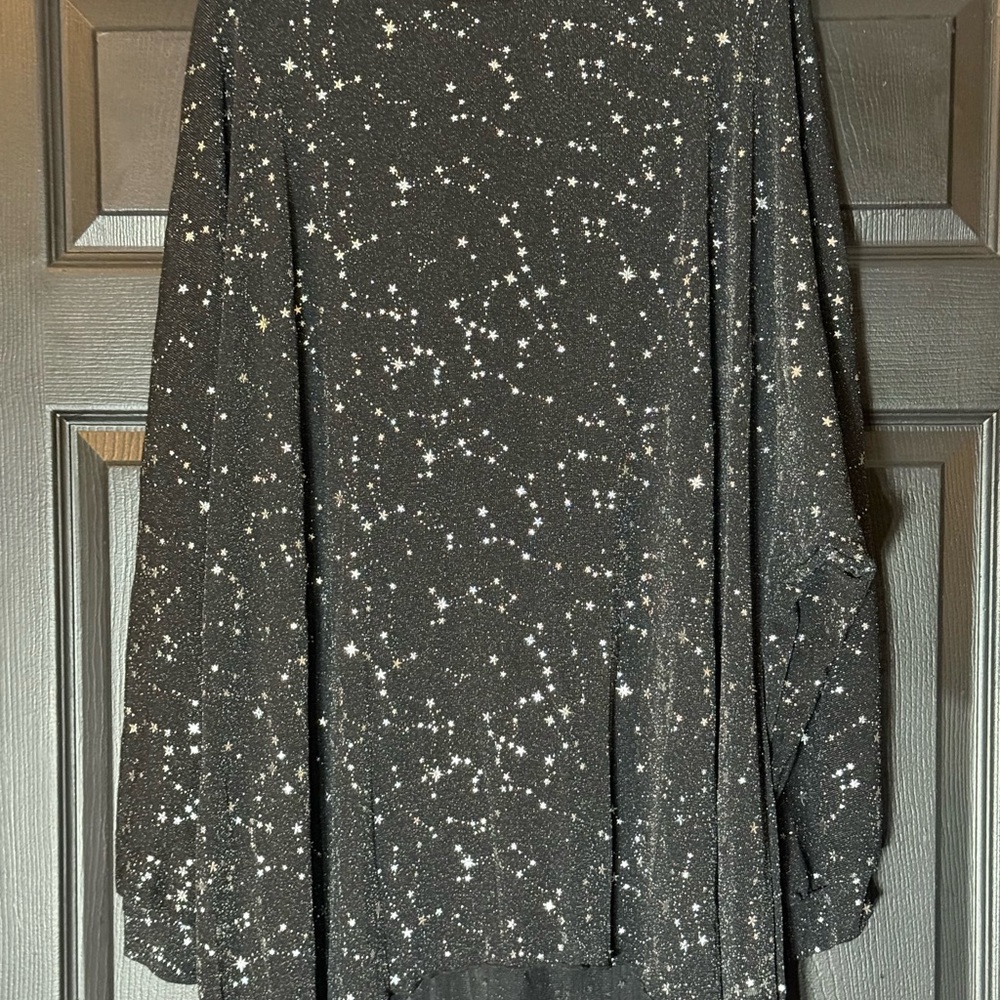 Black Long Sleeve sheer Top w stars